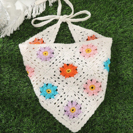 European and American Cross-Border French Ins Retro Handmade Crochet Triangle Scarf Women's Personalized Travel Photo Headscarf Hairband