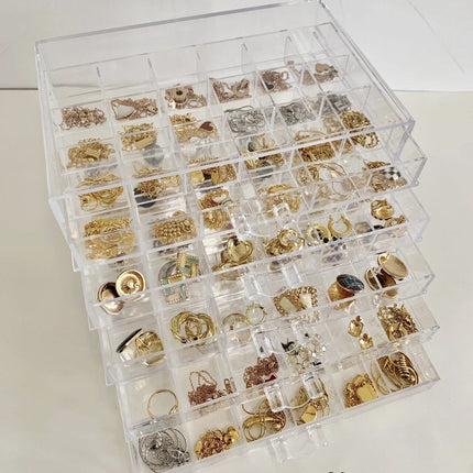 Free Shipping Drawer Jewelry Storage Box Multi-Layer Dust-Proof Red Jewelry Box Earrings Earrings Acrylic Storage Box
