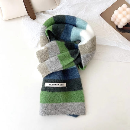 Export South Korea ins wool soft huhu apple green color scarf autumn and winter warm all-match scarf couple Korean style