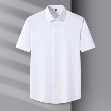 Counter Men's and Women's Summer Natural Modal Short-Sleeved White Shirt, No-Iron, Anti-Wrinkle, High-End Cool Cloud Shirt