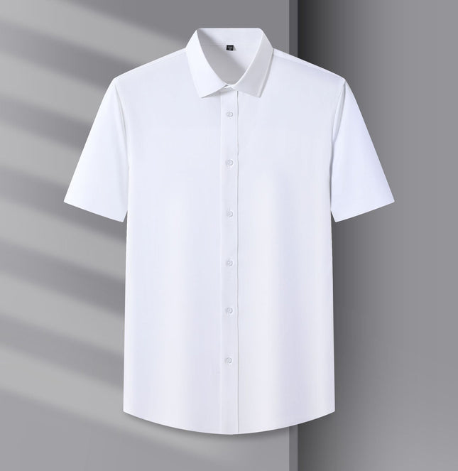 Counter Men's and Women's Summer Natural Modal Short-Sleeved White Shirt, No-Iron, Anti-Wrinkle, High-End Cool Cloud Shirt