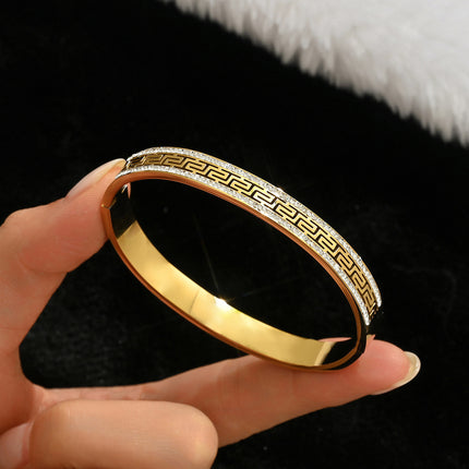 Titanium Steel Bracelet Does Not Fade, Diamond-Encrusted Real Gold Electroplated 18K Gold Stainless Steel Bracelet Douyin Cross-Border Same Style