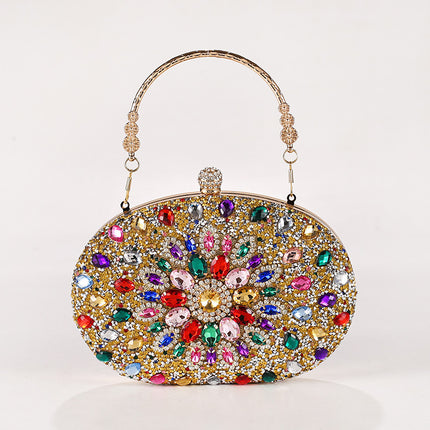 Cross-border Fashion Diamond-encrusted Sunflower Bag Dinner Portable Oval Bag Shiny Rhinestone Gift Bag