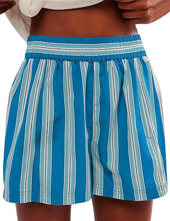 2025 spring and summer European and American new women's shorts fashion striped casual shorts European and American cross-border Y2K women's pants