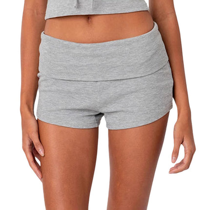 European and American style cross-border new waist striped short women's foundation tight low waist base casual hot pants summer