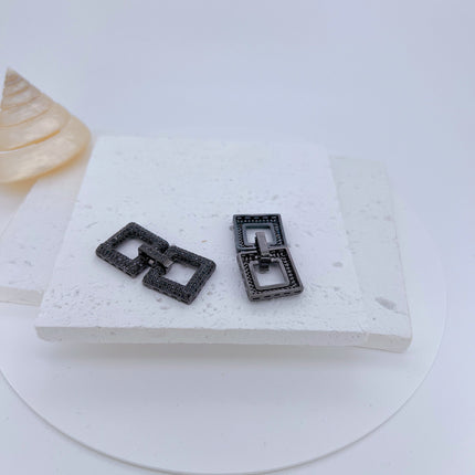 Wholesale micro inlay square necklace bracelet buckle jewelry accessories full zirconium necklace connection button DlY material accessories