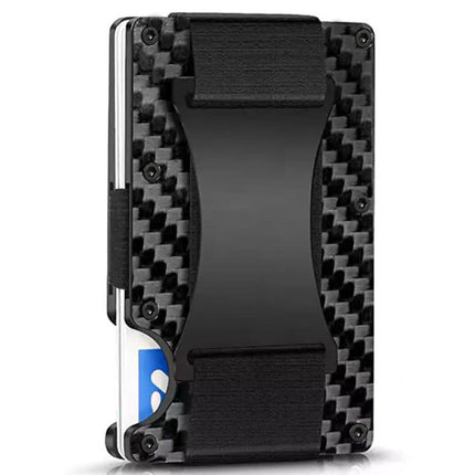 Cross-border Forged Carbon Pattern Card Holder RFID Metal Card Holder Red Forged Carbon Blue Forged Carbon Men's Minimalist Ultra-thin Wallet
