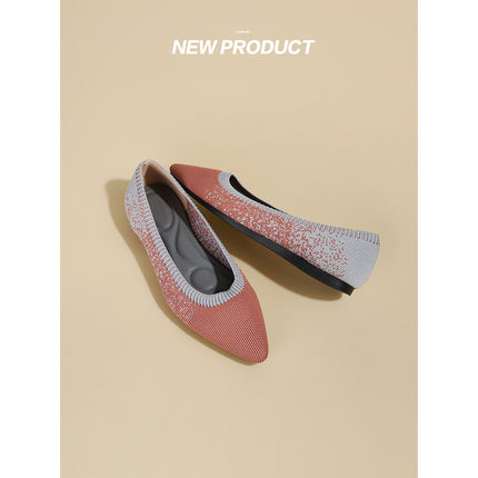 Princess Shoes 2022 New Spring Pointed Shallow Mouth Shoes Women's Non-Slip Knitted Flat Shoes Soft Sole Breathable Knitted Shoes