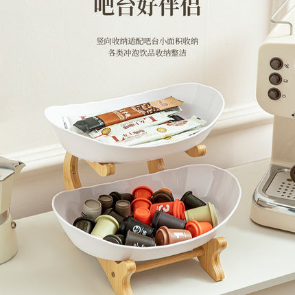 Imitation Wood Grain Household Cross-Border Multi-Layer Household Living Room Fruit Plate Candy Fruit Plate Three-Layer Double-Layer Plastic Rack Fruit Plate