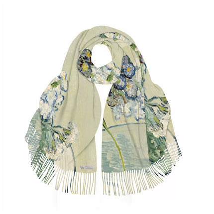 Cross-border winter Van Gogh oil painting series bottle Carnation cashmere tassel thick long scarf shawl warm scarf