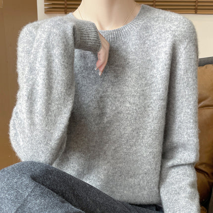 First-Line Ready-To-Wear 100% Pure Wool Round Neck Knitwear Women's New Autumn and Winter Seamless Knitwear Slimming Look Versatile Knitwear
