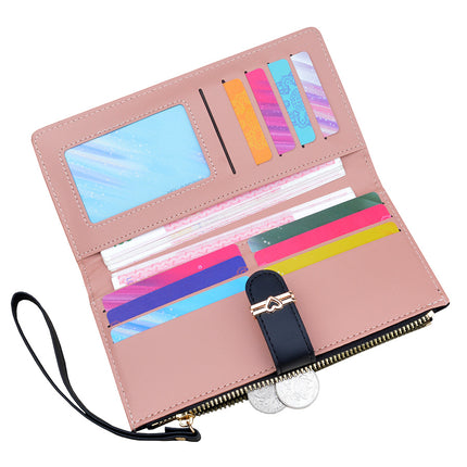 New Wallet Women's Long Multi-Card Holder Zipper Buckle Wallet Fashionable Simple Soft Wallet Change Clutch Bag