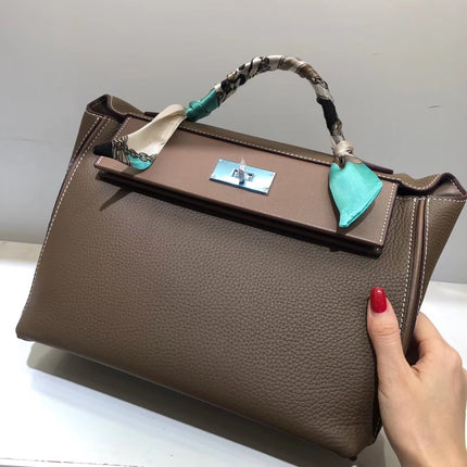 2023 New 2424 Kelly Mini Top Layer Cowhide Dumpling Bag Wings Bag Crossbody Shoulder Handbag Women's Bag