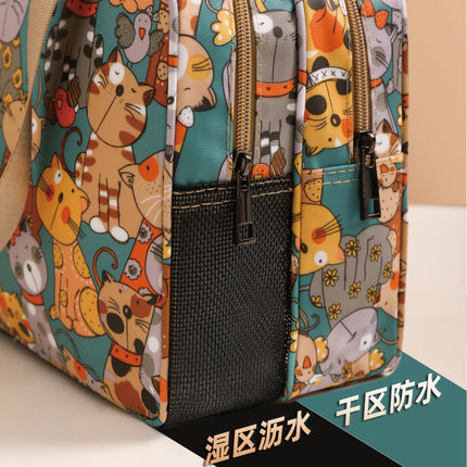 Dry and Wet Separate Cosmetic Bag Portable Large Capacity Toiletry Bag Cartoon Cute Waterproof Polyester Storage Aluminum Foil Insulation Bag