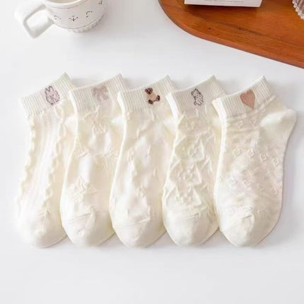 Women's Socks, Spring and Autumn Thin Style, Summer Breathable Short Socks for Girls, Sweat-Absorbent White Socks, Casual Versatile Socks from Zhuji