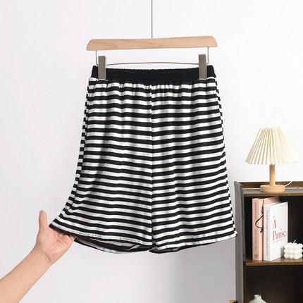 Cross-Border Summer Striped Modal Shorts Women's Home Pants Japanese-Series Loose Outer-Wearing plus size Bit Cotton Home Pants