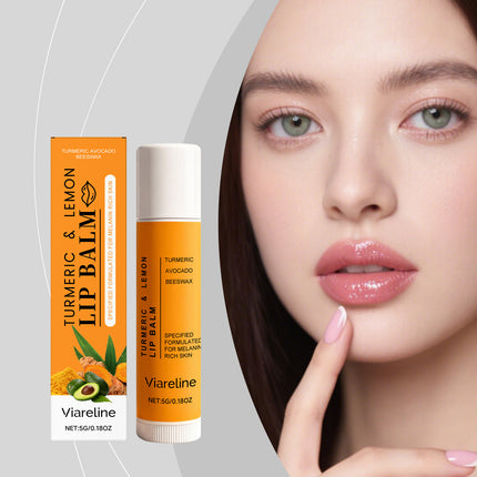 Turmeric Lemon Lip Balm Hydrating Fade Lip Lines Smooth Gloss Lighten Melanin Remove Dark Lip Dead Skin Soft Nourishing Lip Care