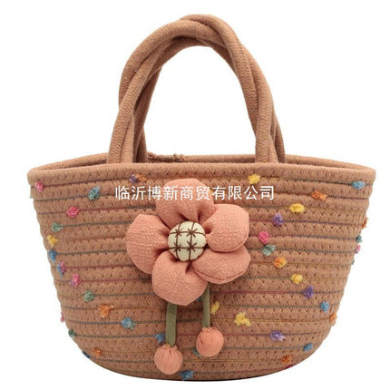 2026 New Style Women's Summer Handbag Woven Tote Bag Cotton Rope Travel Beach Handbag Cross-Border Wholesale
