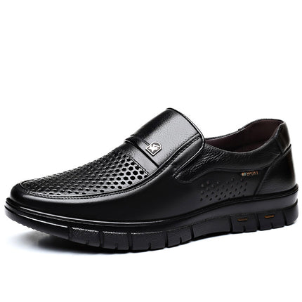 Dad Leather Shoes Large Size Middle-aged and Elderly Business Casual Shoes Genuine Leather Men's Leather Shoes Non-slip Fleece-lined Cotton Shoes Middle-aged Men's Shoes