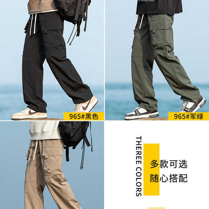 Camel HJCAMEL American Tooling Pants Men's Autumn and Winter Loose Straight Windproof Waterproof Parachute Pants Casual