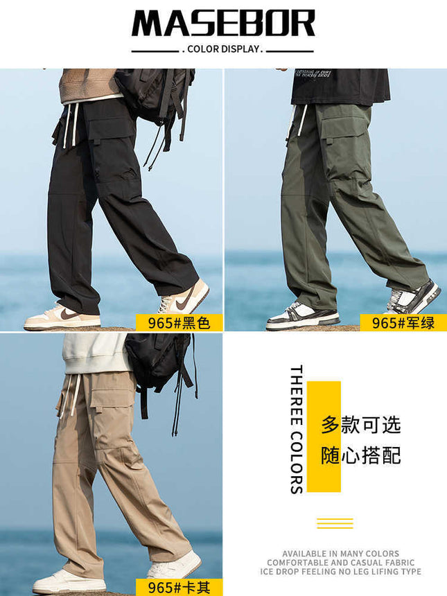 Camel HJCAMEL American Tooling Pants Men's Autumn and Winter Loose Straight Windproof Waterproof Parachute Pants Casual