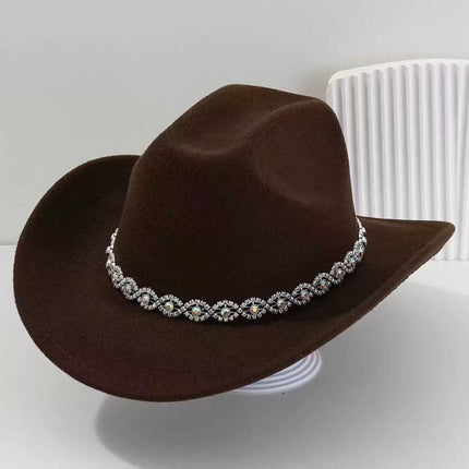 Solid Color Light Board Felt Western Cowboy Hat Outdoor Autum Hat Women's Simple French Hat Men's High-End