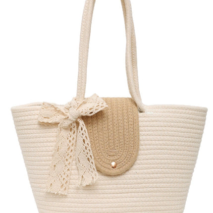 New woven bag shoulder bag simple handbag bucket straw bag seaside vacation leisure cotton rope tote bag