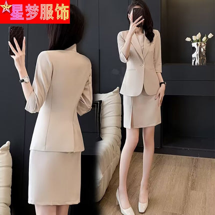 High-end Suit Dress Women's Two-piece Summer Work Clothes Temperament Dress Professional dress Suit Jacket