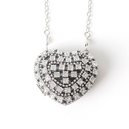 2025 Cross-Border Trendy Women's Flash Diamond Lipstick Bag Mini Chain Tassel Women's Small Bag Women's Trendy Heart-Shaped Headphones