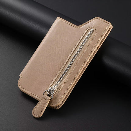 Hot-selling simple mobile phone card bag card holder left and right flap multi-color zipper card holder back card bag creative personality