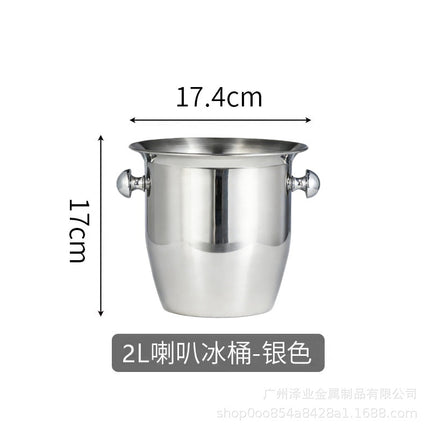 Cross-Border Foreign Trade Stainless Steel Ice Bucket Champagne Bucket Commercial Bar Ice Bucket Ice Beer Bucket Thickened Ice Red Wine Bucket