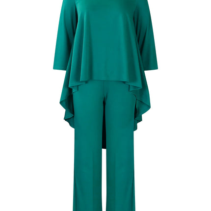 C8625 Amazon Export Women's Fashionable Loose Asymmetrical Tops and Pants Suit Elegant African Two-Piece Set