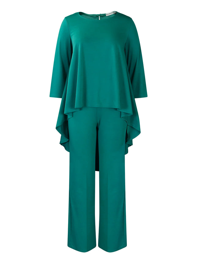 C8625 Amazon Export Women's Fashionable Loose Asymmetrical Tops and Pants Suit Elegant African Two-Piece Set