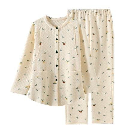 Autumn and winter air layer quilted stand collar confinement clothing women's prenatal nursing pajamas postpartum nursing home clothing