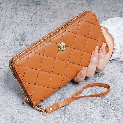 New European and American Light Luxury Fresh Small Fragrance Women's Wrist Wallet Card Holder Multi-Card Slot Women's Cross-Border Mobile Phone Bag