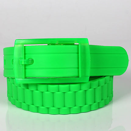 Silicone Belt Candy Color Fashionable Men's and Women's Belt Factory Security Inspection Belt Adjustable One-Piece Drop Shipping Cross-Border