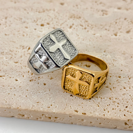 eManco European and American ins style niche design cross ring ring domineering personality male ring in stock wholesale