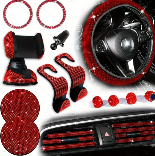 Car Steering Wheel Cover Rhinestone Non-Slip 38cm / Housse Volant Voiture Strass Antidérapante 38cm