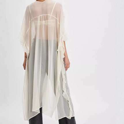2025 Cross-Border French Sweet Peach Summer Vacation Style Asymmetrical Ruffle Skirt Top Feminine Dress