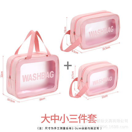 Korean Satchel Cosmetic Bag Pvc Dry and Wet Separation Toiletry Bag Satchel Waterproof Bath and Swimming Frosted Storage Bag
