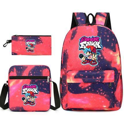 2021 Friday night backpack shoulder bag pencil case three-piece canvas schoolbag set