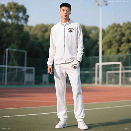 European Men's Casual Sports Suit with Little Bee Embroidery Autumn Sweatshirt Sports Suit