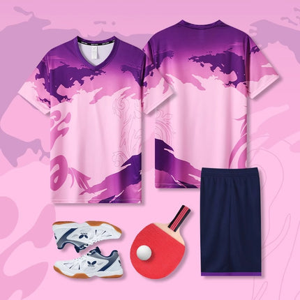 [Zhengxiang Factory Store] Table Tennis Suit Men's and Women's Quick-drying Short-sleeved Sports Training Competition Suit suit
