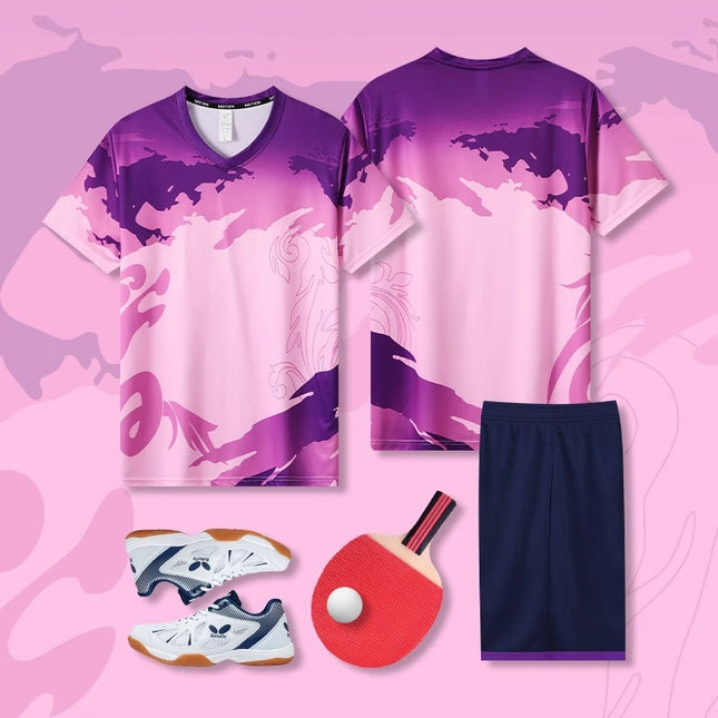 [Zhengxiang Factory Store] Table Tennis Suit Men's and Women's Quick-drying Short-sleeved Sports Training Competition Suit suit