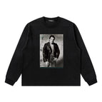 Pure black regular loose version long sleeves / S