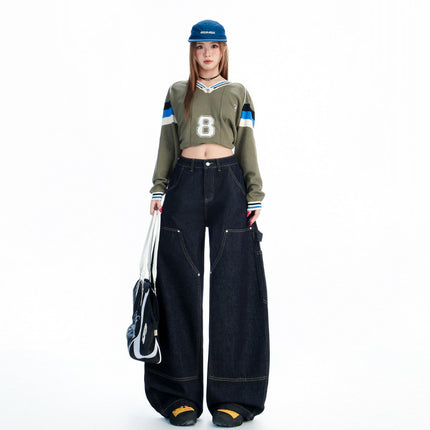 American Street Design Silhouette Scimitar Pants Women's Personalized Loose Wide-Leg Floor-Length Pants 2025 Early Autumn New Style