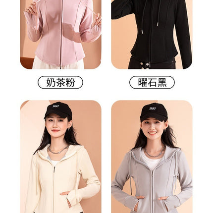 Graphene Hooded Short Jacket, Slim Fit, Versatile Double-Sided Fleece Sweatshirt, Cardigan, Heated Short Style for Autumn and Winter, Slim Fit