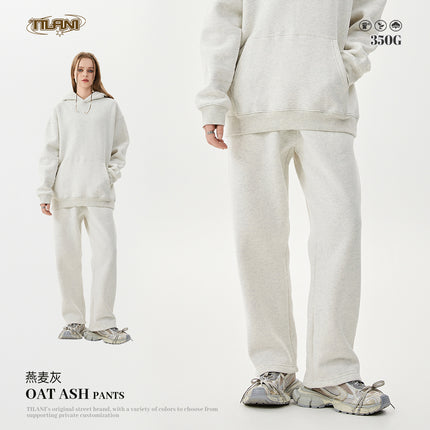 Tilani Men's Clothing 2026 Spring and Autumn Solid Color Basic Sports Suit American Style Trendy Brand Fleece-Lined Thickened Sweatshirt and Sweatpants