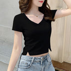 Black-V-neck-slit style- / S