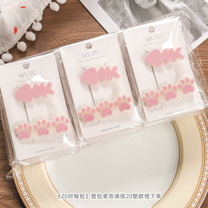 2 Card Hairpin Sweet Fish Bone Small Footprint Duckbill Clip Advanced Girl Side Clip Hairpin Broken Hair Bangs Clip